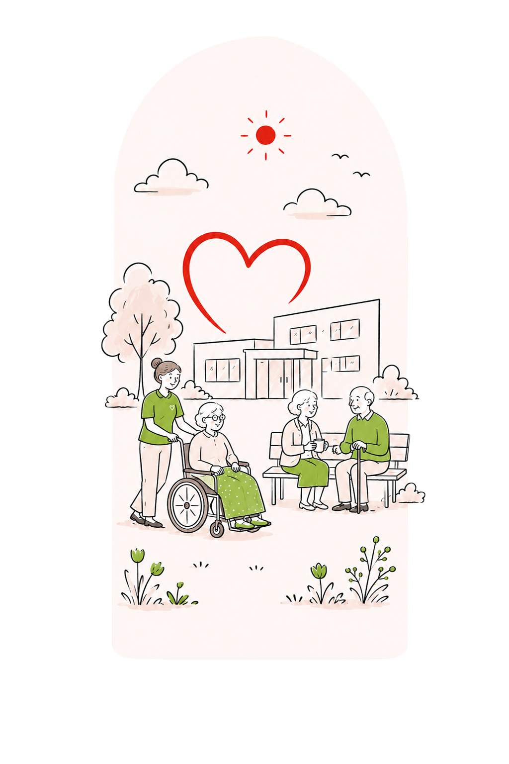 Illustration zu Pflege und Senioren