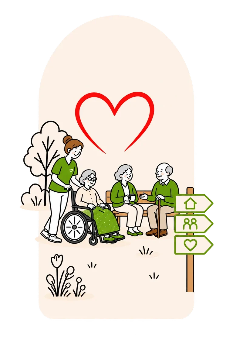 Illustration zu Pflege und Senioren